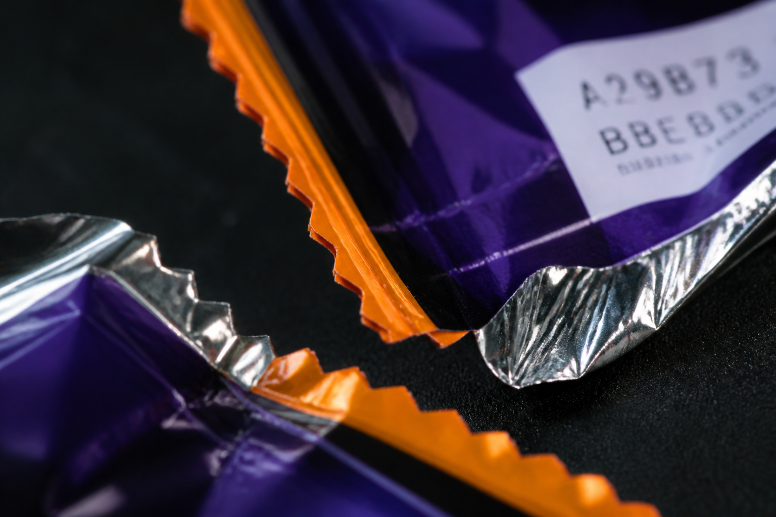 Macro foil wrapper seams and a batch sticker